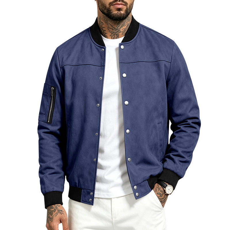 Heren suède-look jas met knopen - Sportief en casual
