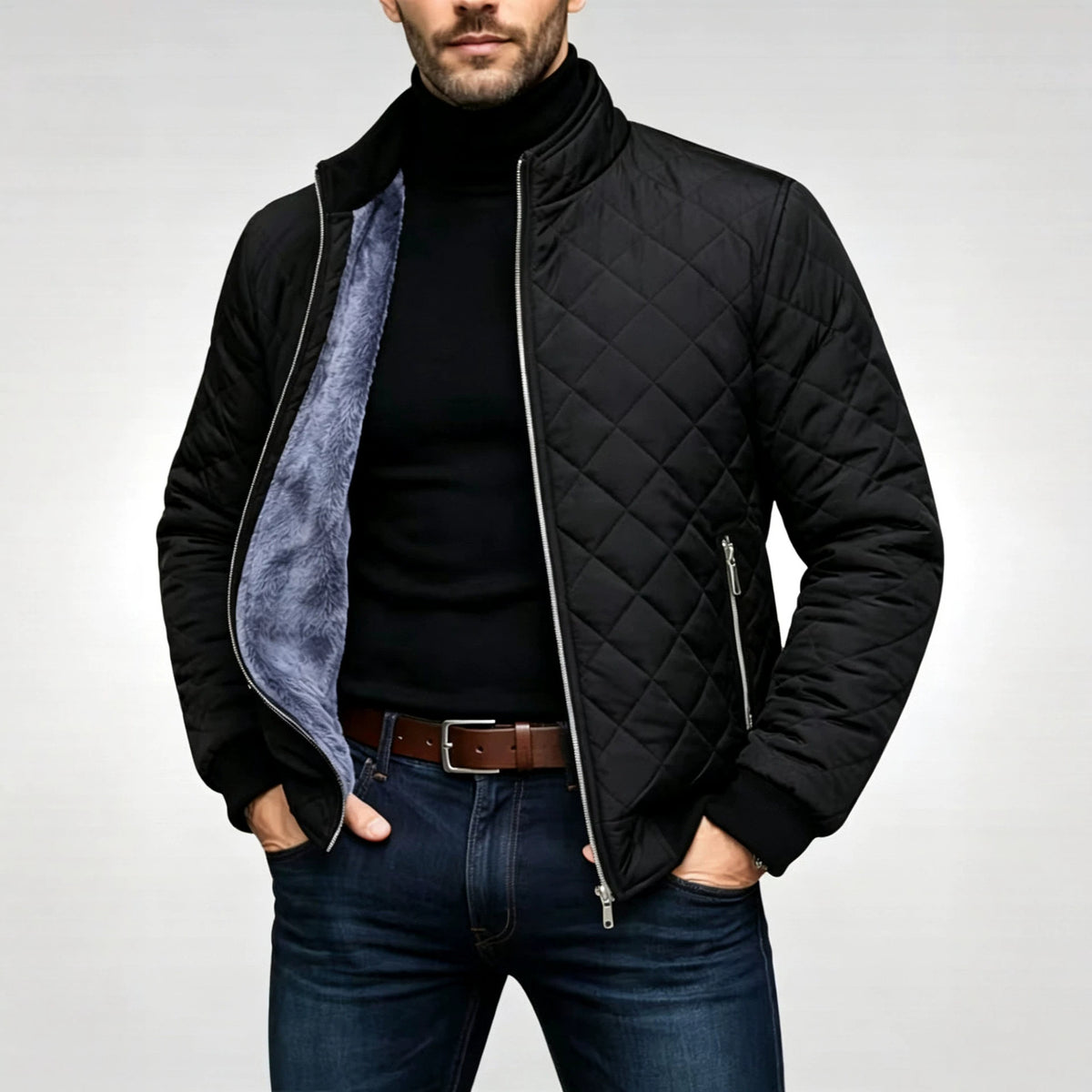 Gewatteerde herenjas met ruitpatroon - Warm en casual