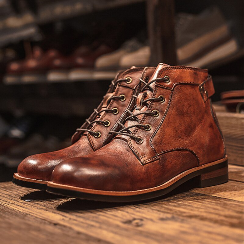 Heren leren wandellaarzen - Comfortabel en stevig