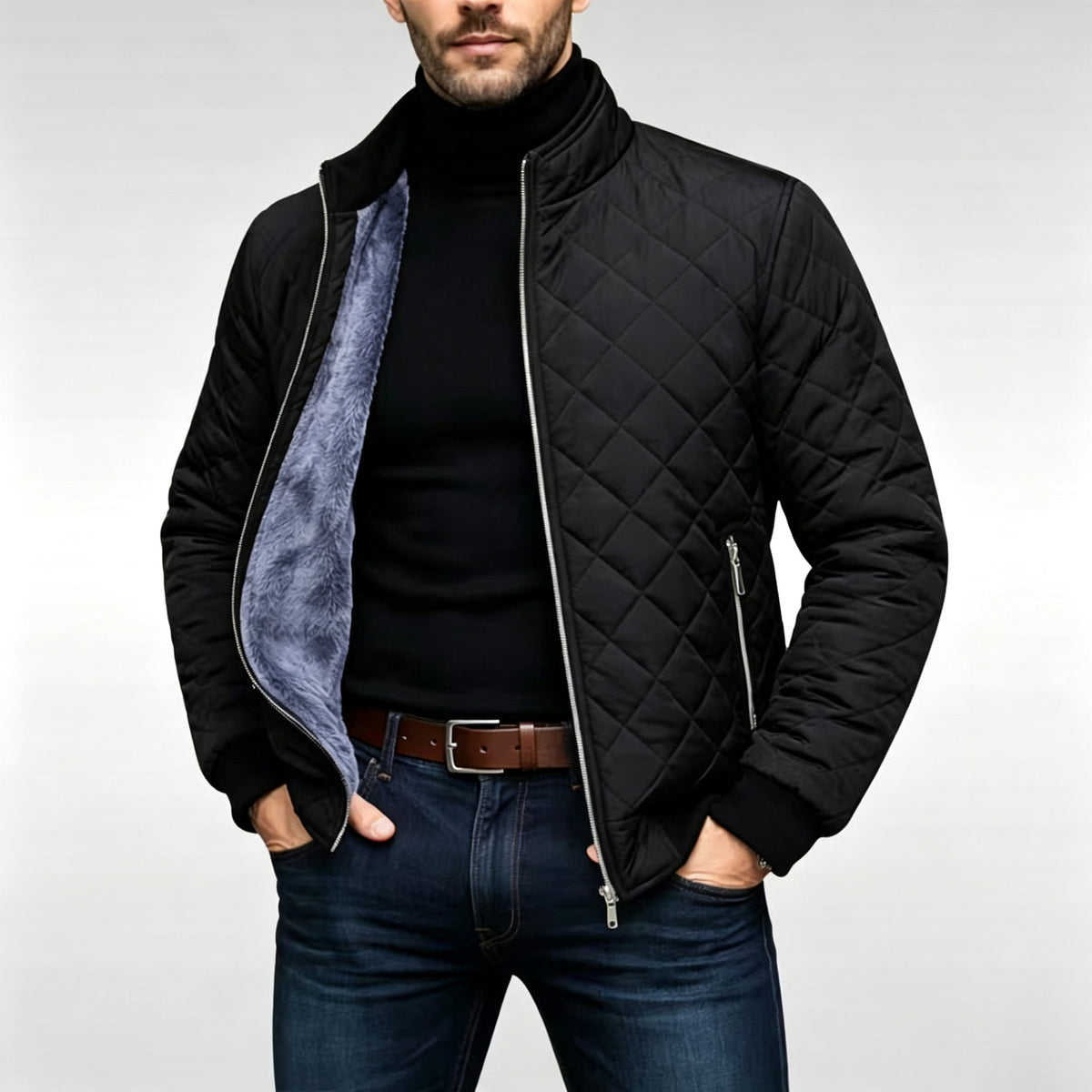 Gewatteerde herenjas met ruitpatroon - Warm en casual