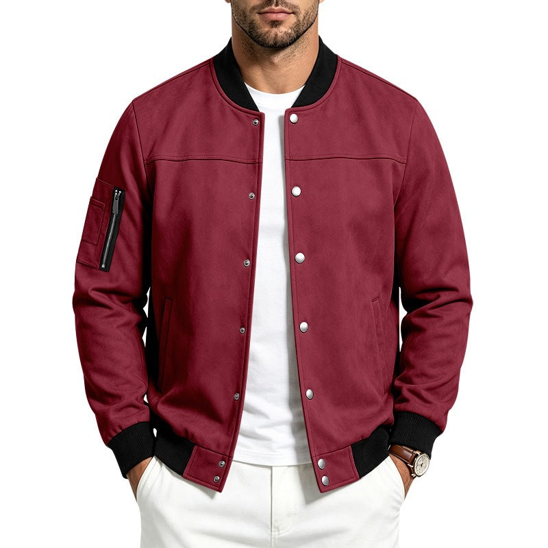 Heren suède-look jas met knopen - Sportief en casual