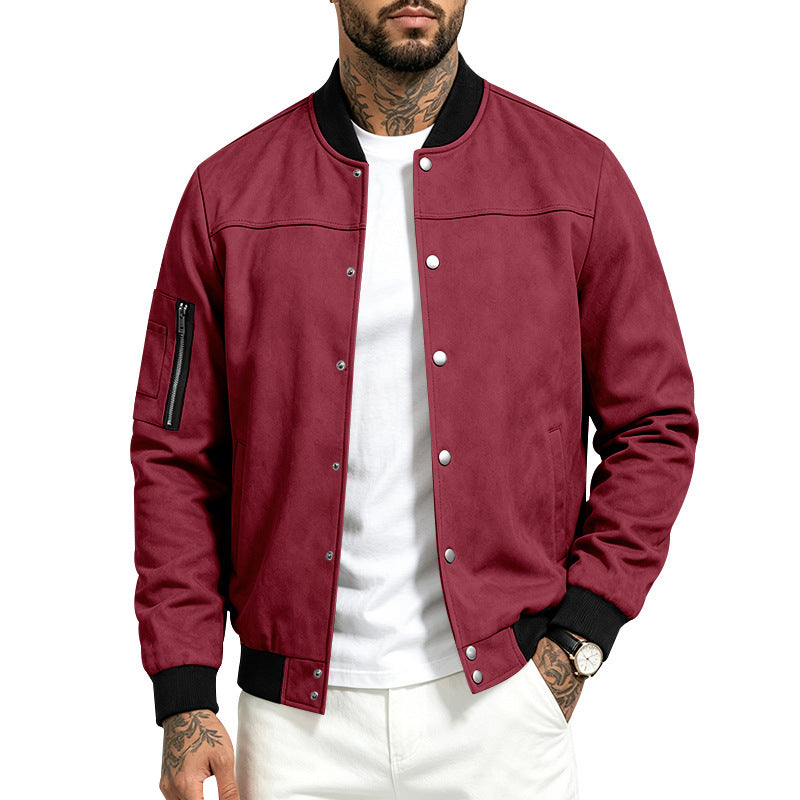 Heren suède-look jas met knopen - Sportief en casual