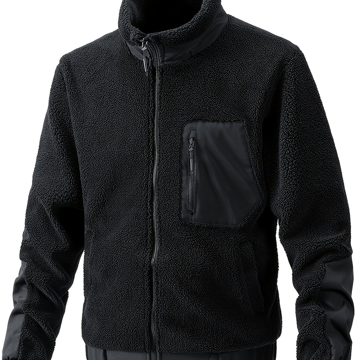 Fleece jacket with stand-up collar for men - Warm and comfortable