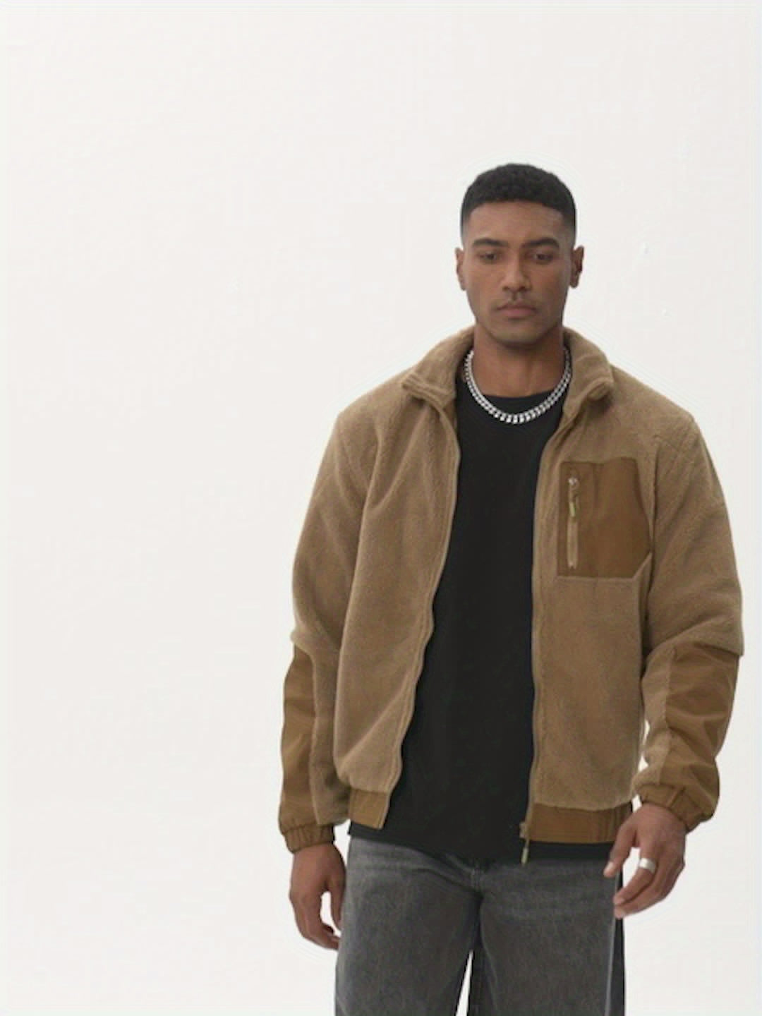 Fleece jacket with stand-up collar for men - Warm and comfortable