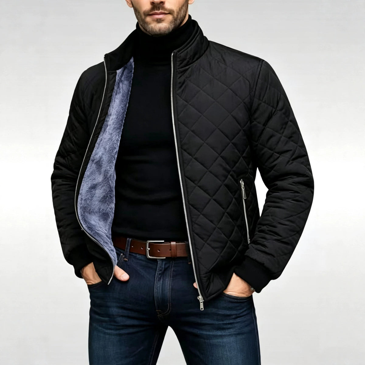 Gewatteerde herenjas met ruitpatroon - Warm en casual