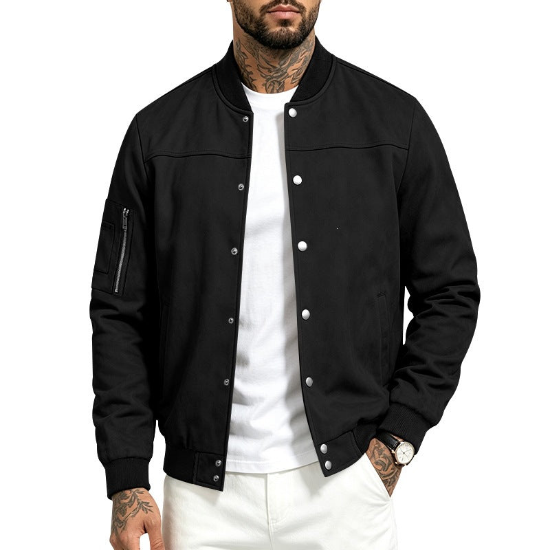 Heren suède-look jas met knopen - Sportief en casual