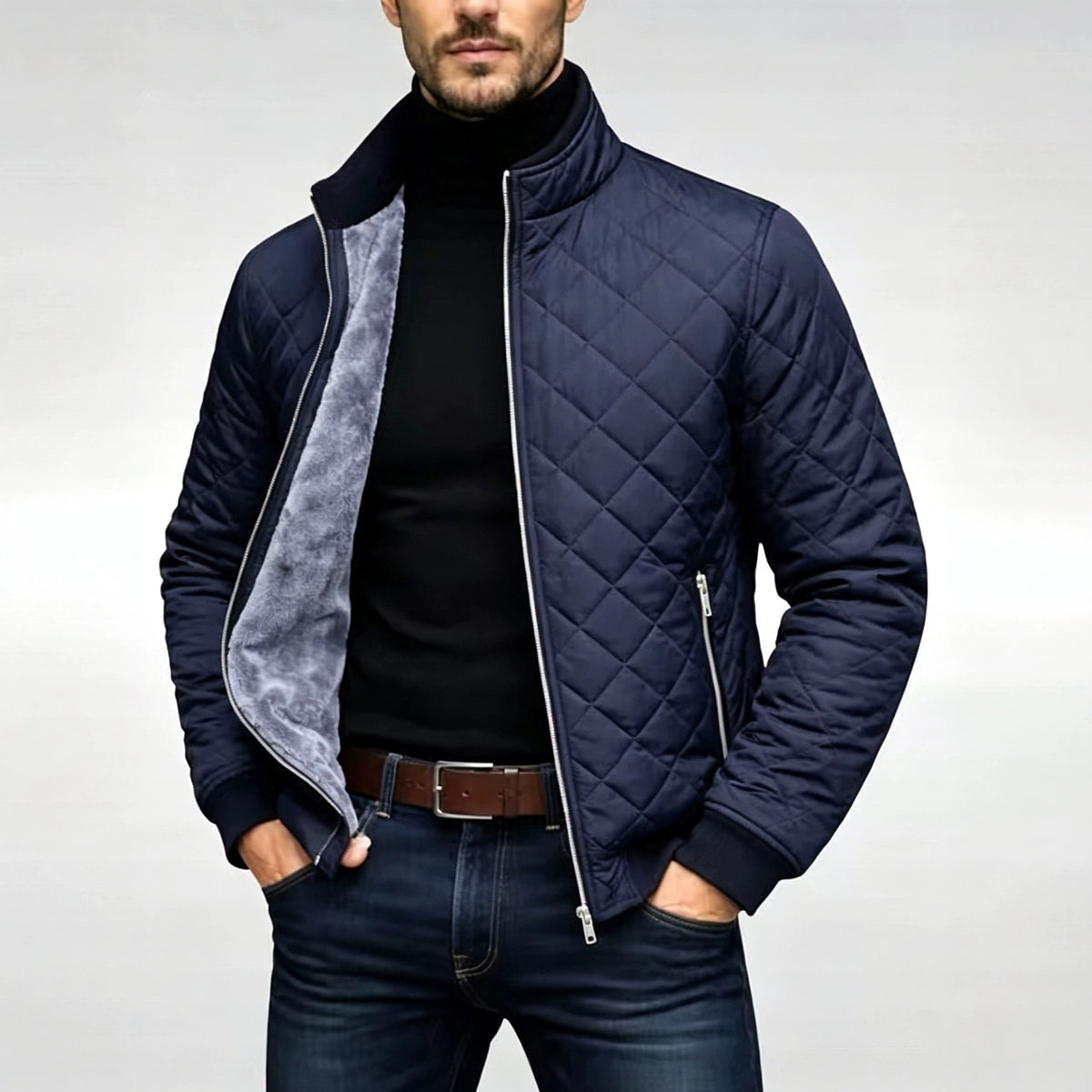 Gewatteerde herenjas met ruitpatroon - Warm en casual