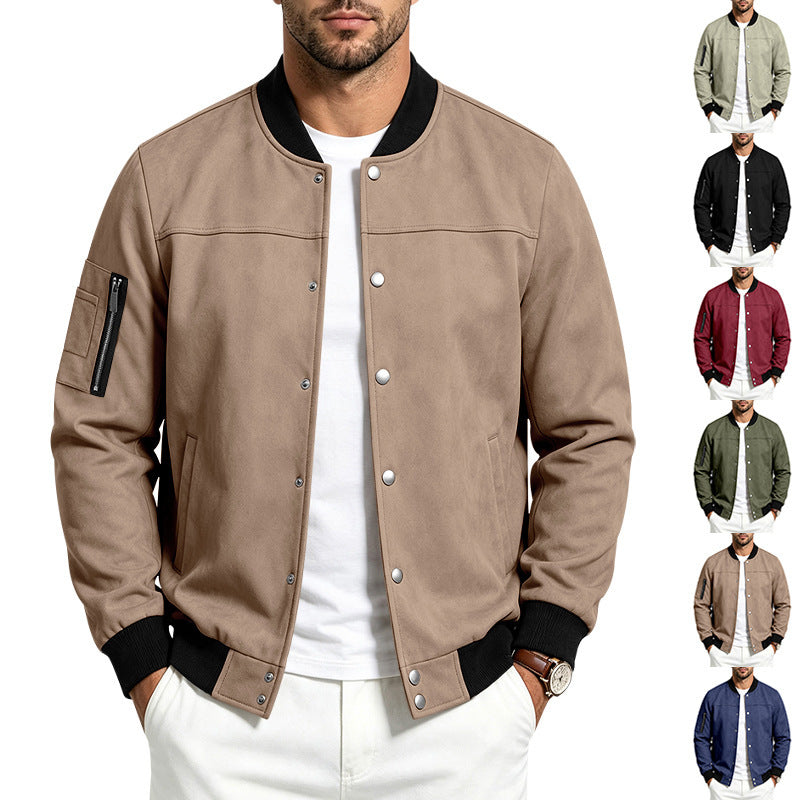 Heren suède-look jas met knopen - Sportief en casual