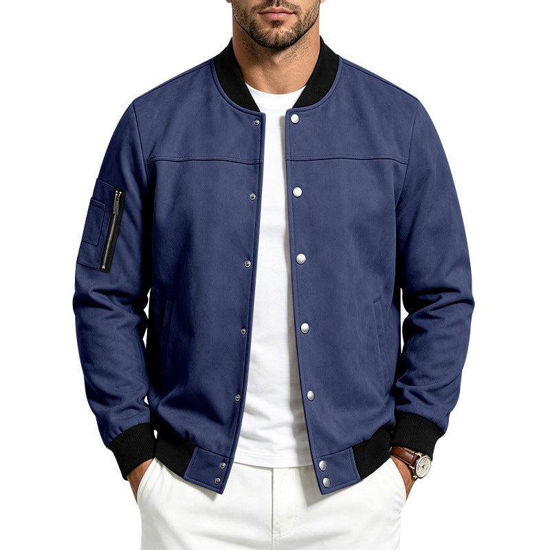 Heren suède-look jas met knopen - Sportief en casual