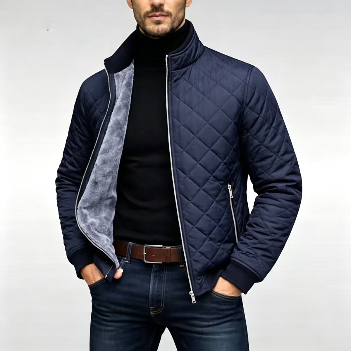 Gewatteerde herenjas met ruitpatroon - Warm en casual