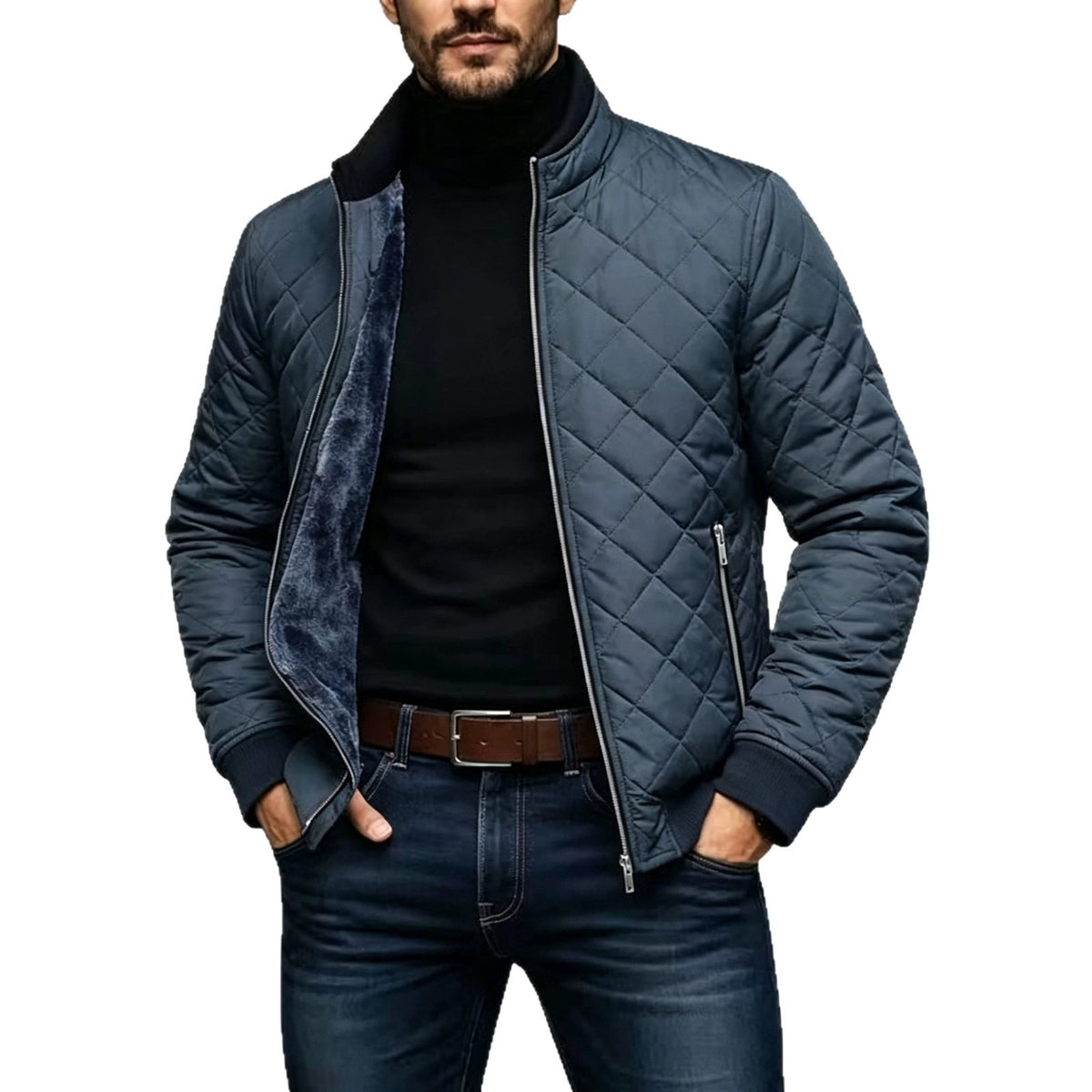 Gewatteerde herenjas met ruitpatroon - Warm en casual