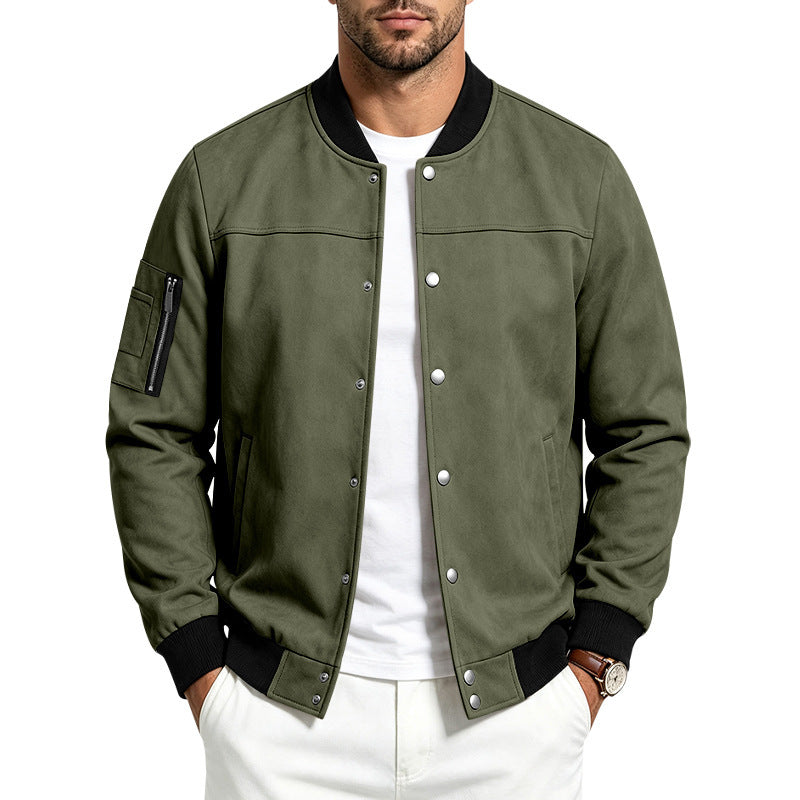 Heren suède-look jas met knopen - Sportief en casual