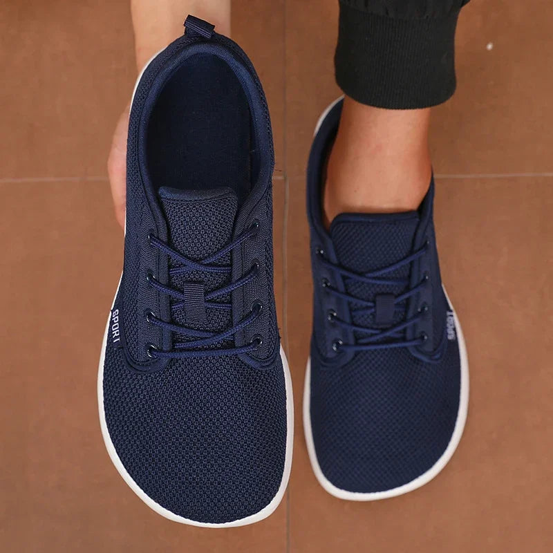 Barefoot-wandelschoenen voor heren met brede neus – Ademend gebreid mesh, lichtgewicht, zachte zool, casual en comfortabel model