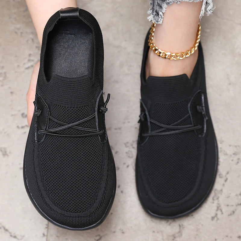 Women's Simple Wide-Footed Sneakers, Minimalist Mesh, Comfortable Zero-Drop Shoes, New Breathable Fashionable Barefoot Sneakers for Women