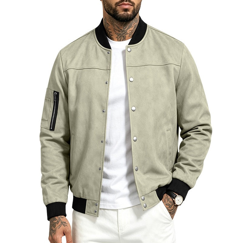 Heren suède-look jas met knopen - Sportief en casual