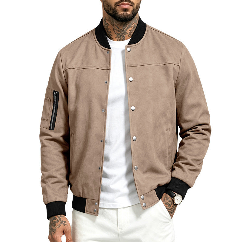 Heren suède-look jas met knopen - Sportief en casual