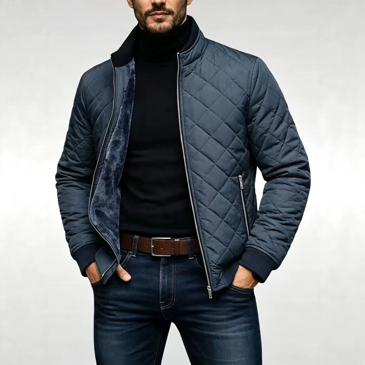 Gewatteerde herenjas met ruitpatroon - Warm en casual