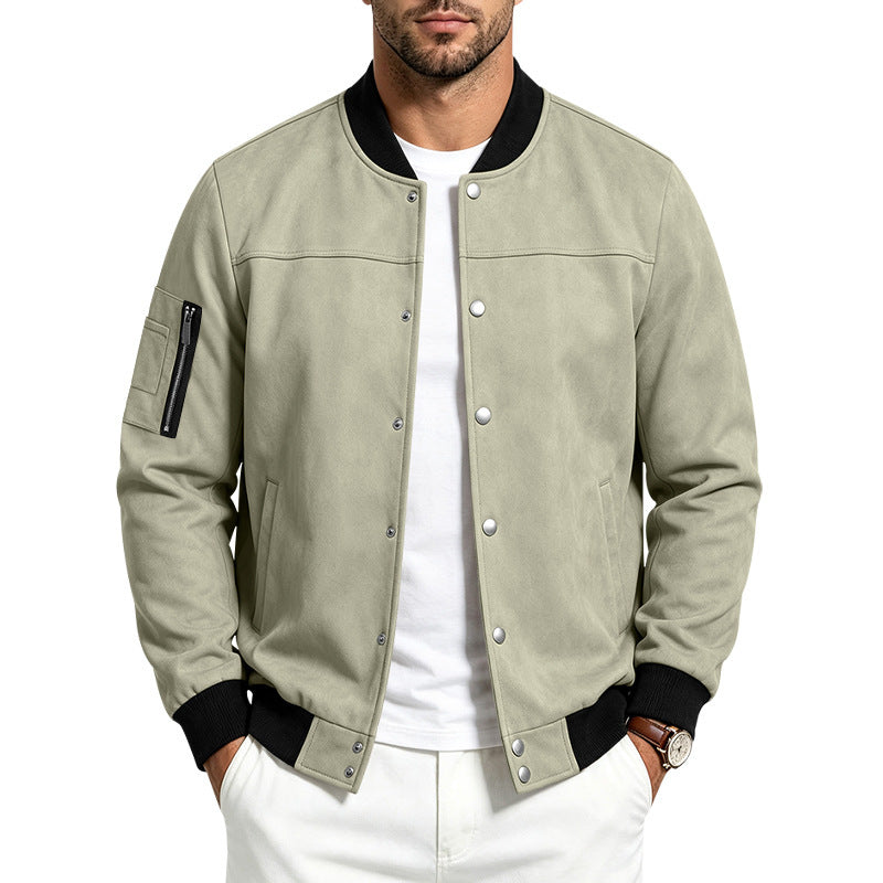 Heren suède-look jas met knopen - Sportief en casual