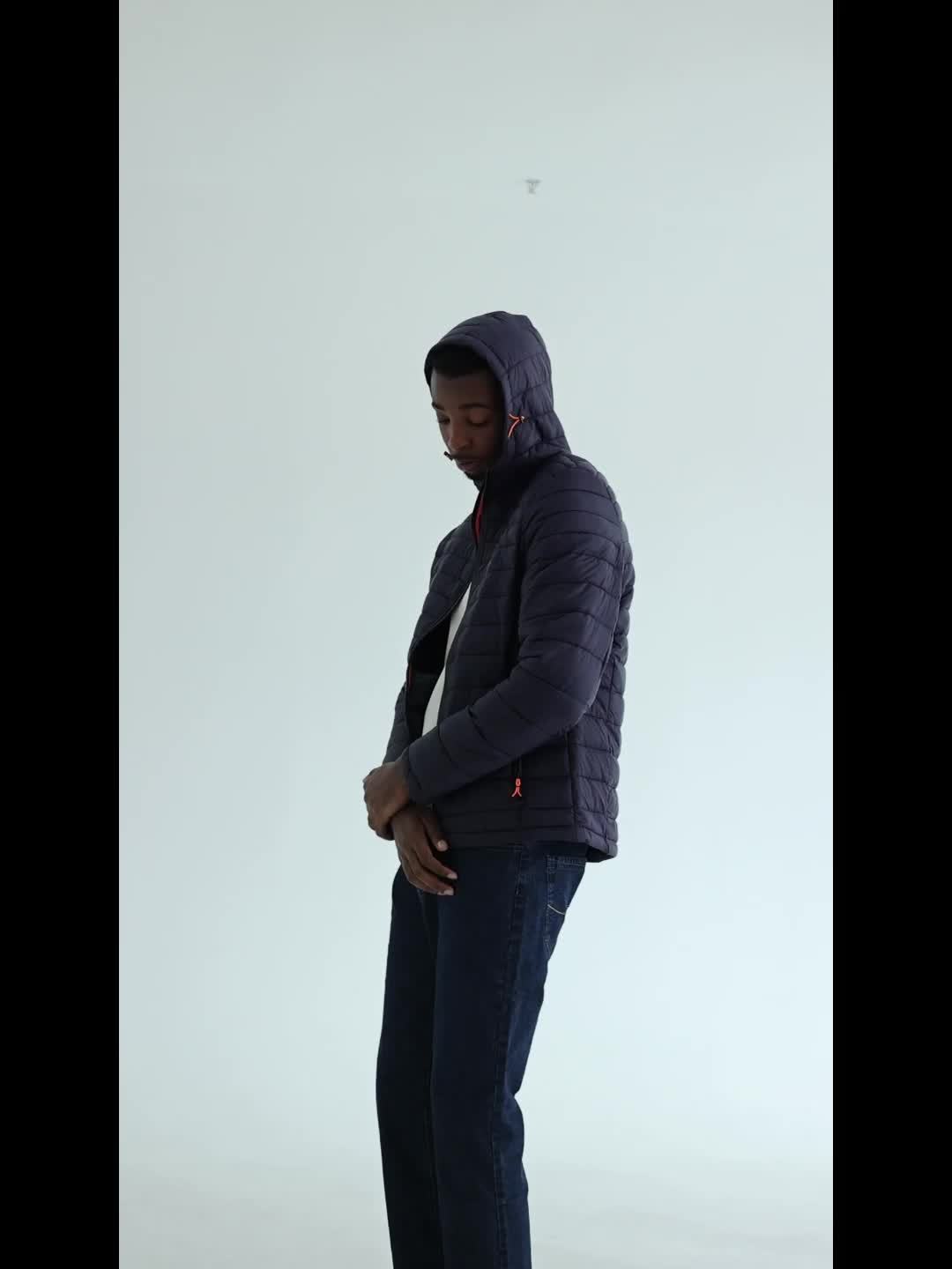 Padded winter jacket with hood for men - Warm and practical