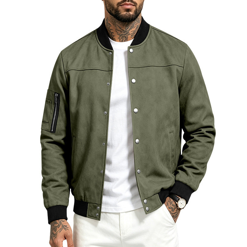 Heren suède-look jas met knopen - Sportief en casual