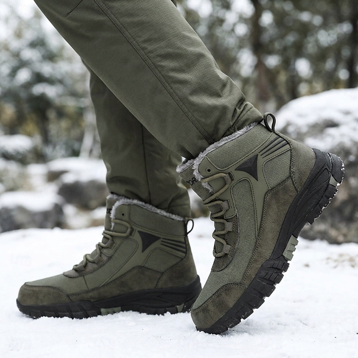 Green winter boots for men - Warm and grippy