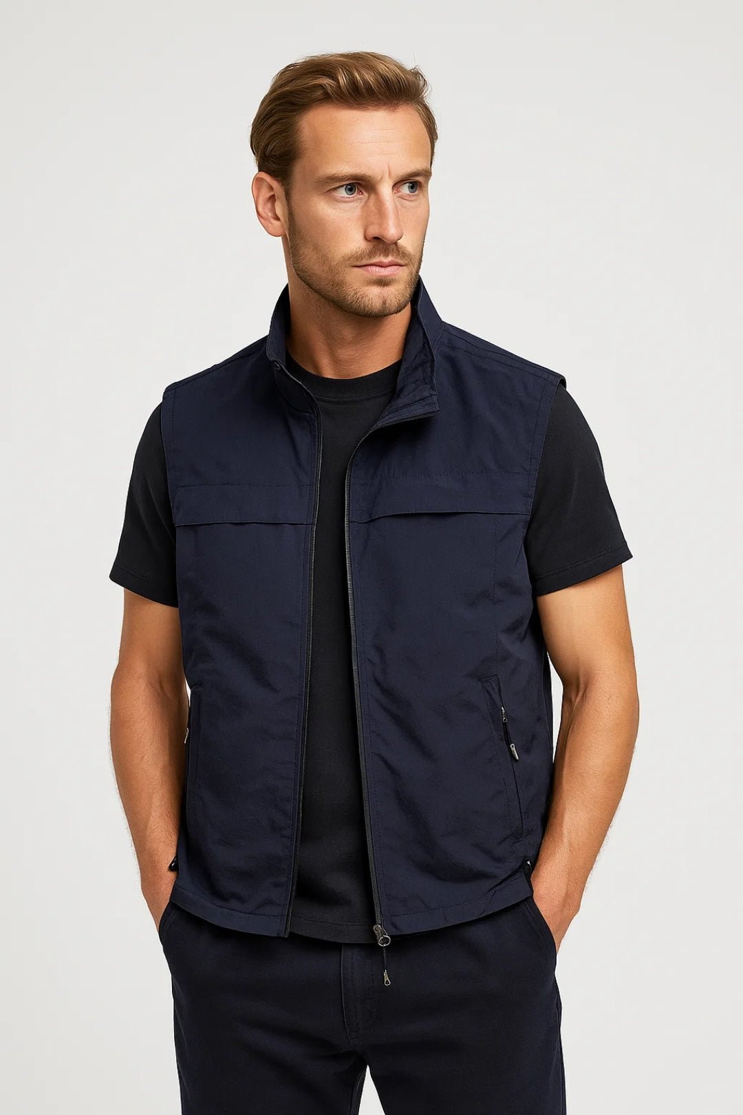 Heren bodywarmer met hoge kraag - Licht en praktisch