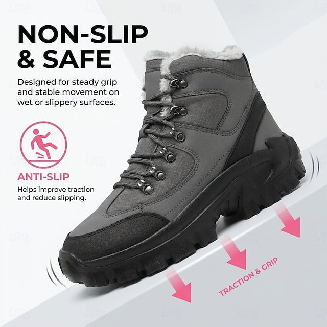 Waterproof men's winter boots with fleece - Warm and grippy
