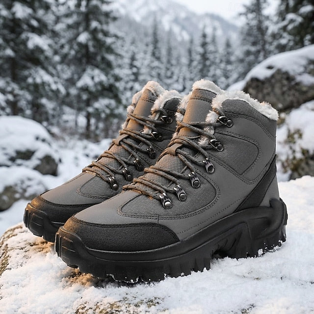 Waterproof men's winter boots with fleece - Warm and grippy